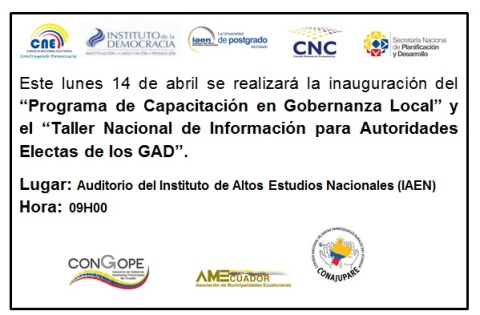 Taller de Gobernanza Local para Autoridades Seccionales 2014