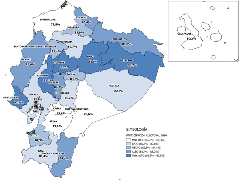 Participación electoral por provincias: 