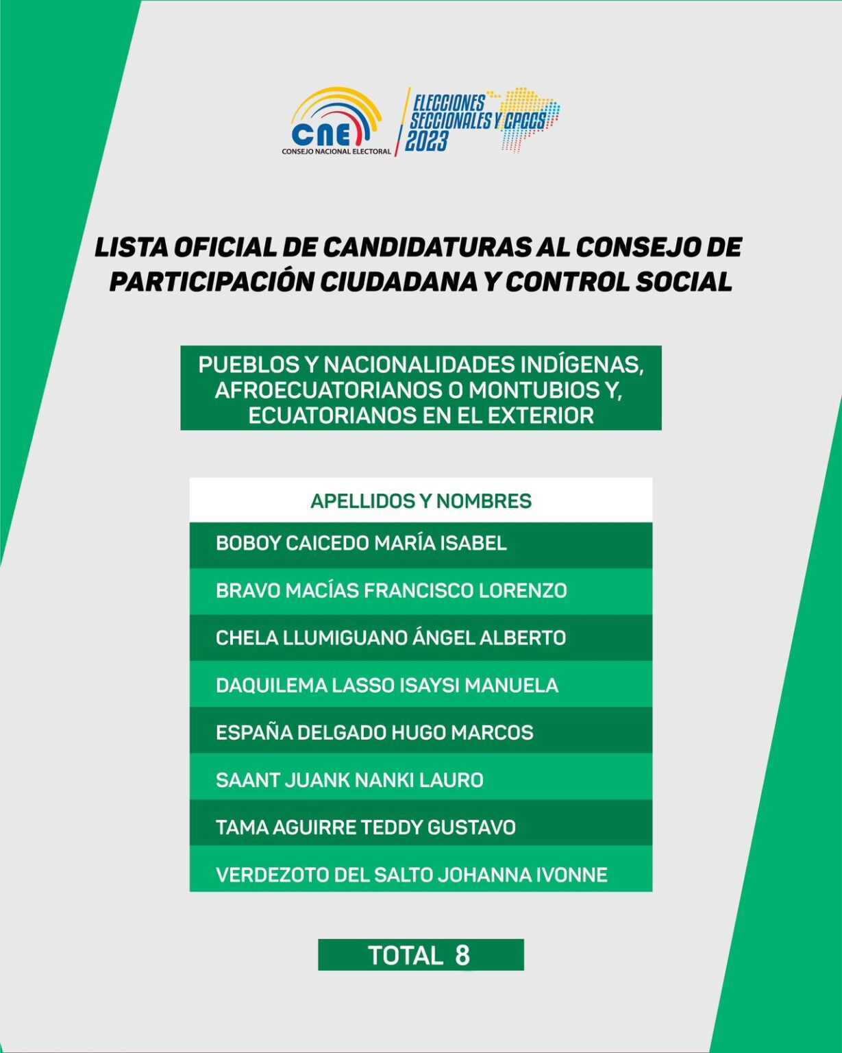 Lista Oficial De Candidaturas Al Consejo De Participación Ciudadana Y ...